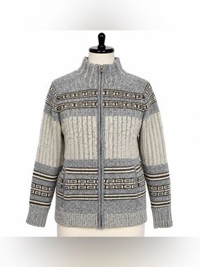 Vintage The Territory Ahead 100% Lambswool Nordic Eagle Full-Zip Sweater, M